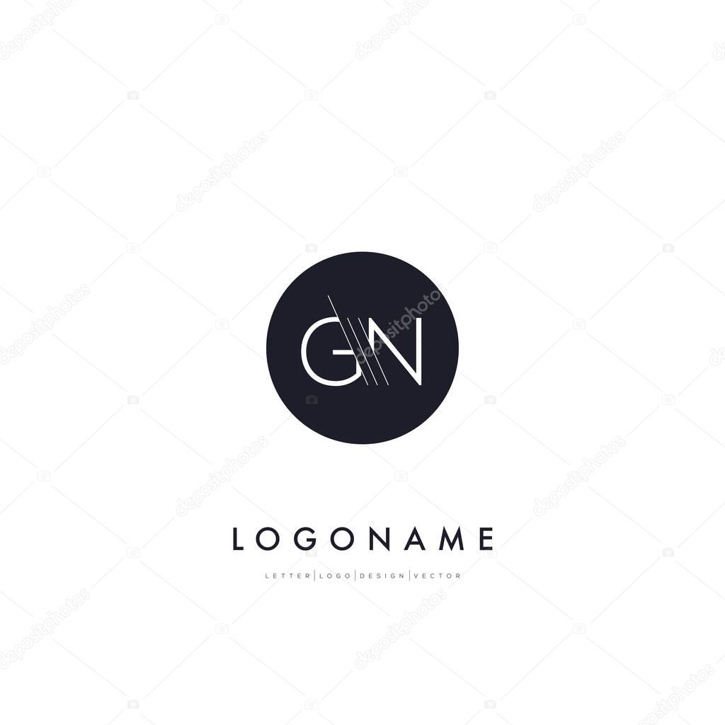 Line cut letters logo GN contemporary company logo,  vector illustration, corporate identity.