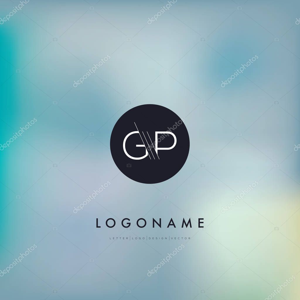 Line cut letters logo GP contemporary company logo,  vector illustration, corporate identity.