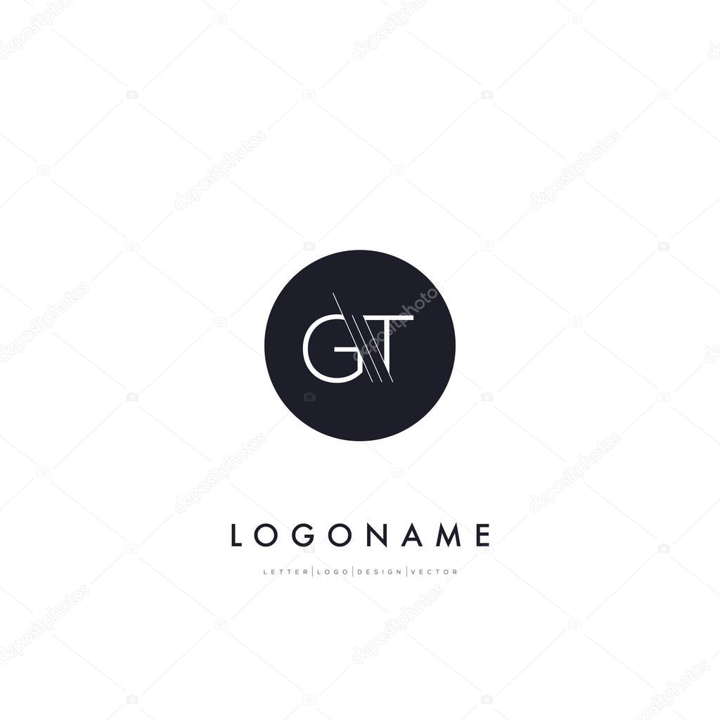 Line cut letters logo GT contemporary company logo,  vector illustration, corporate identity.