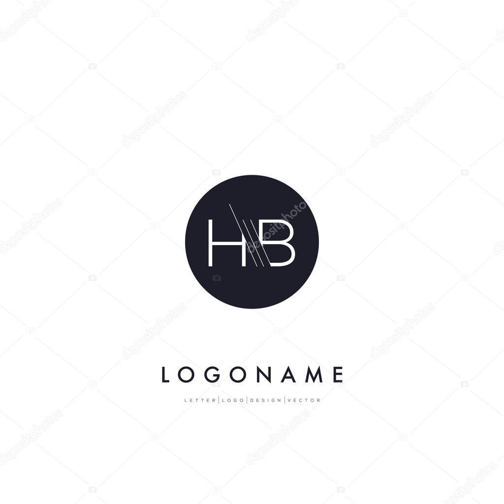 Line cut letters logo HB contemporary company logo,  vector illustration, corporate identity.