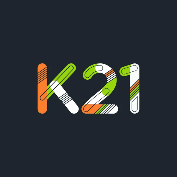 Буква и цифра логотип K21 — стоковый вектор