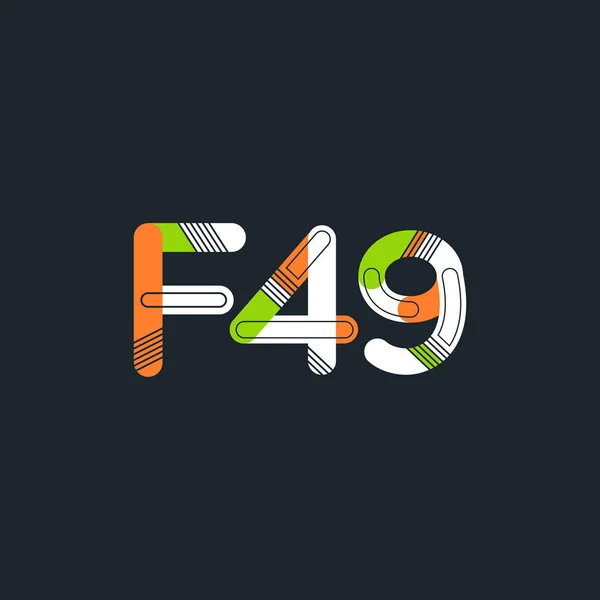 Letra e dígito F49 — Vetor de Stock