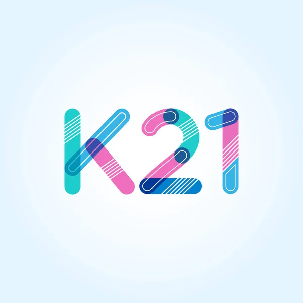 Buchstabe und Ziffer Logo k21 — Stockvektor