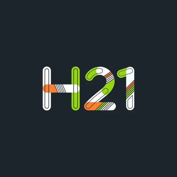 Буква и цифра логотип H21 — стоковый вектор