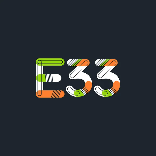 Letra e dígito E33 — Vetor de Stock