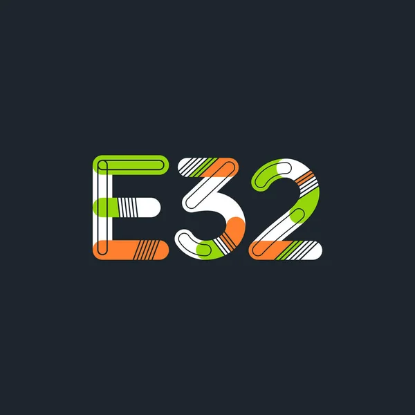 Letra e dígito E32 — Vetor de Stock