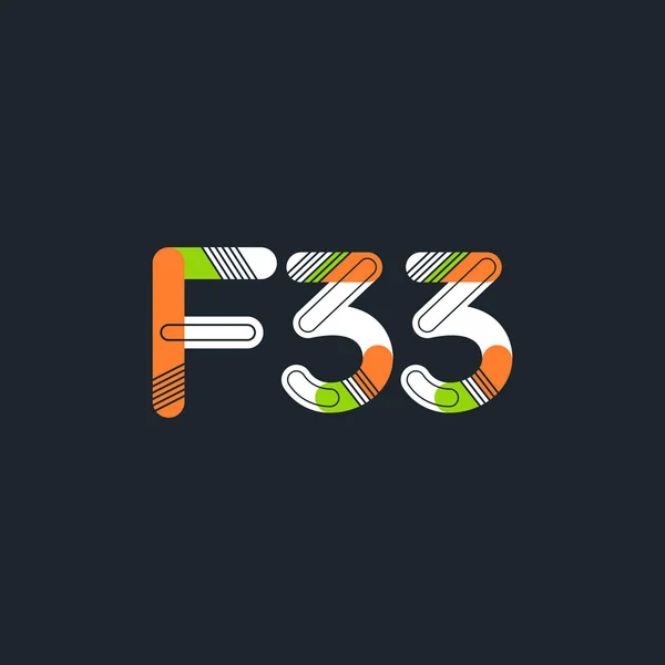 Літера і цифра F33 — стоковий вектор