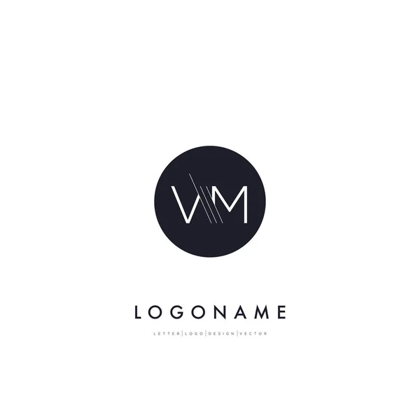 Line cut letters logo VM — Stock Vector