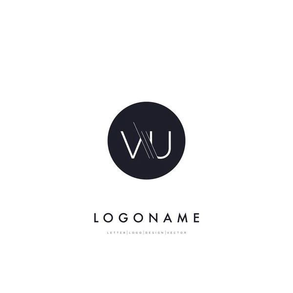 Line cut letters logo VU — Stock Vector