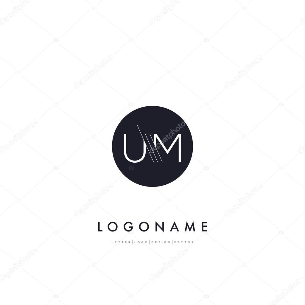 Line cut letters logo UM contemporary company logo,  vector illustration, corporate identity.