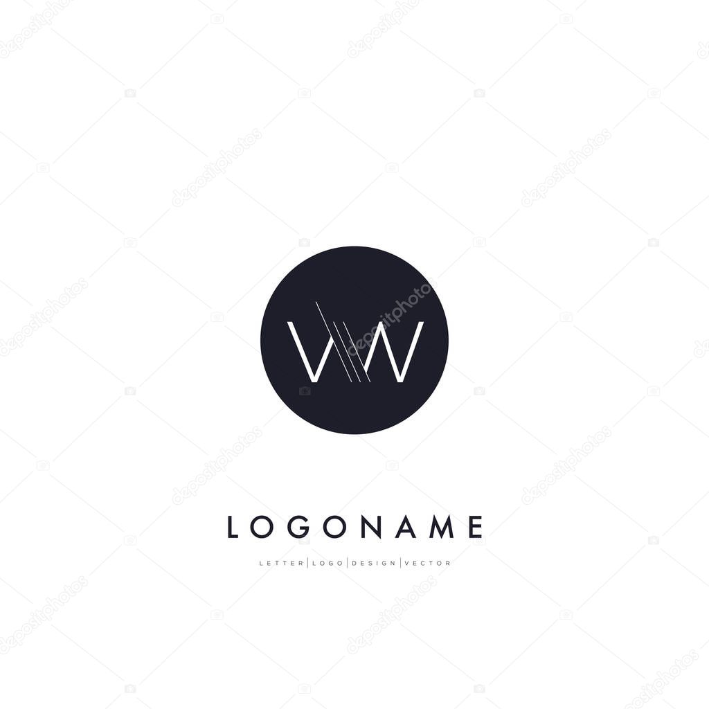 Line cut letters logo VW contemporary company logo,  vector illustration, corporate identity.