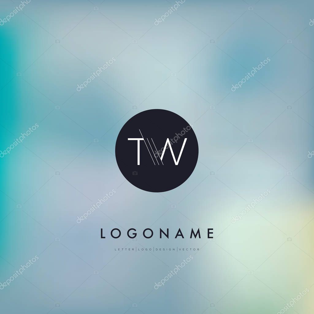 Line cut letters logo TW contemporary company logo,  vector illustration, corporate identity.