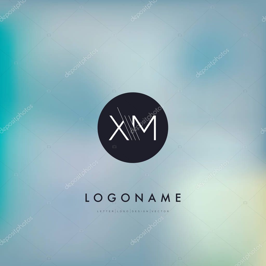 XM line cut letters logo template. Vector illustration, corporate identity