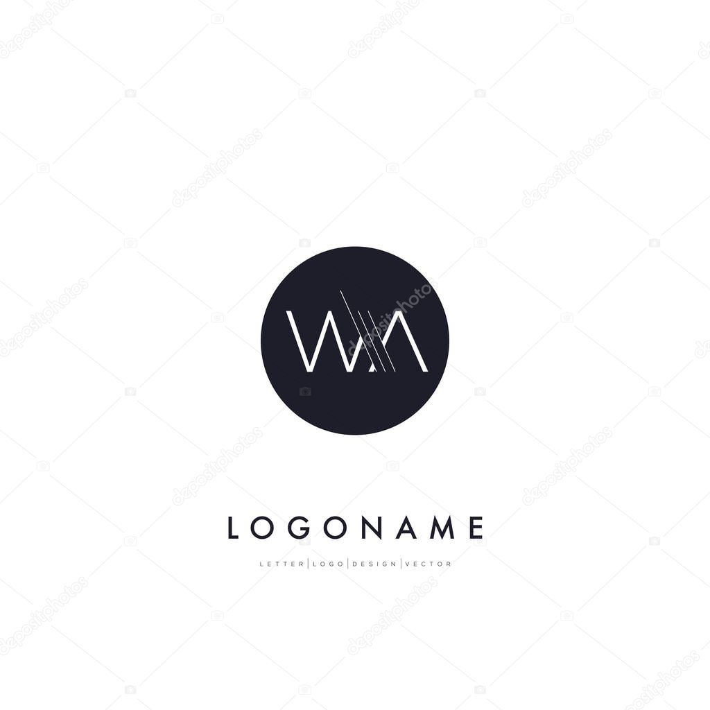 Line cut letters logo WA contemporary company logo,  vector illustration, corporate identity.