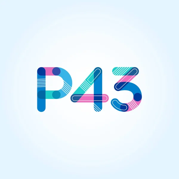 Letter en cijfer logo P43 — Stockvector