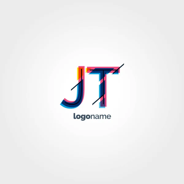 Logo letras multicolor JT — Vector de stock