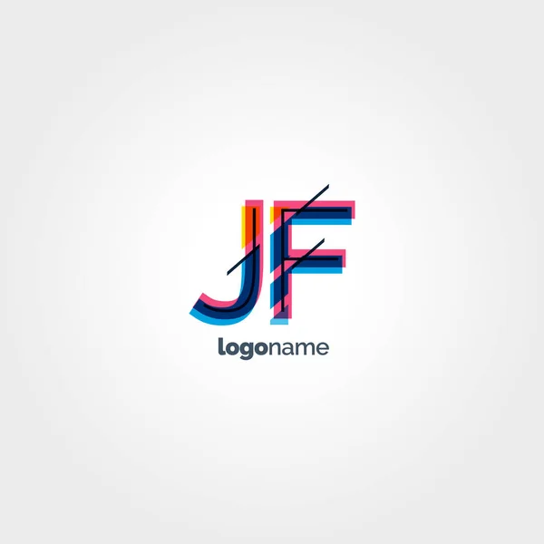 Logo de la letra multicolor Jf — Vector de stock