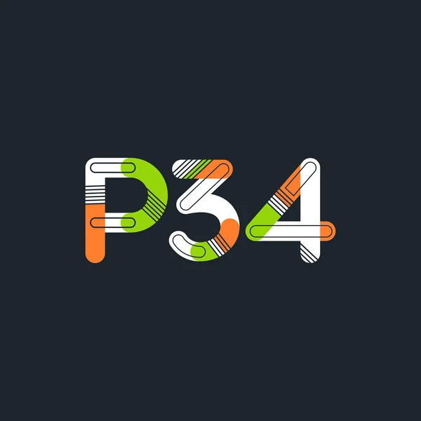 Letter en cijfer logo P34 — Stockvector