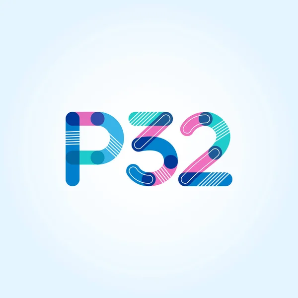 Logotipo de letra y dígito P32 — Vector de stock