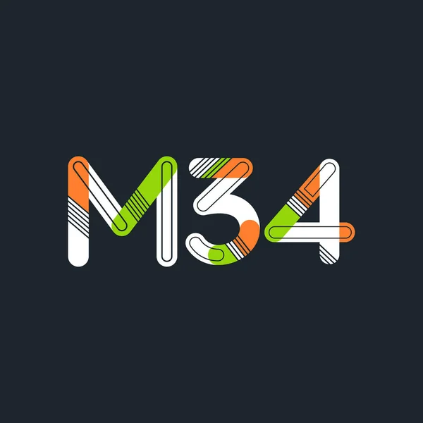 Logotipo de letra y dígito M34 — Vector de stock