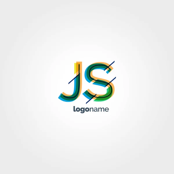 Logo letras multicolor JS — Vector de stock