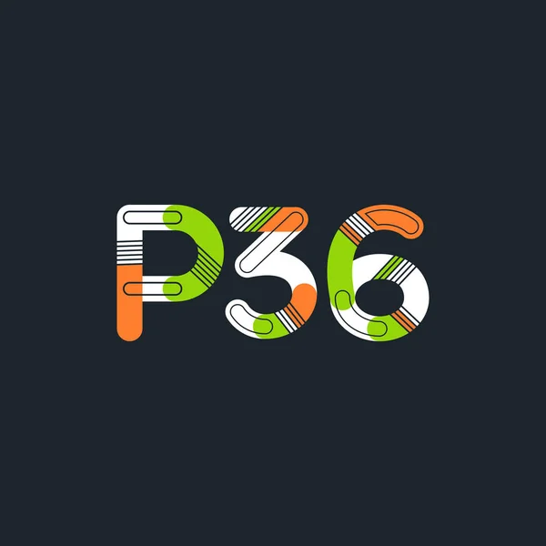 Písmeno a číslice logo P36 — Stockový vektor