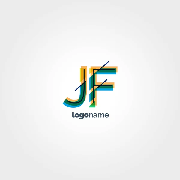 Logo de la letra multicolor Jf — Vector de stock