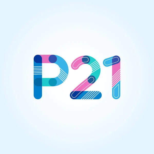 Logotipo de letra y dígito P21 — Vector de stock
