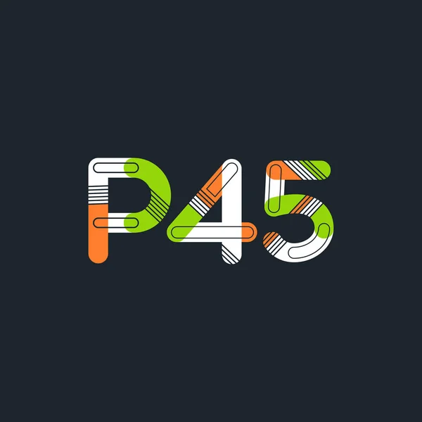 문자와 숫자 로고 P45 — 스톡 벡터