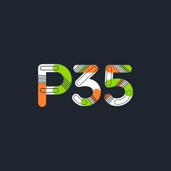 Logotipo da letra e do dígito P35 —  Vetores de Stock