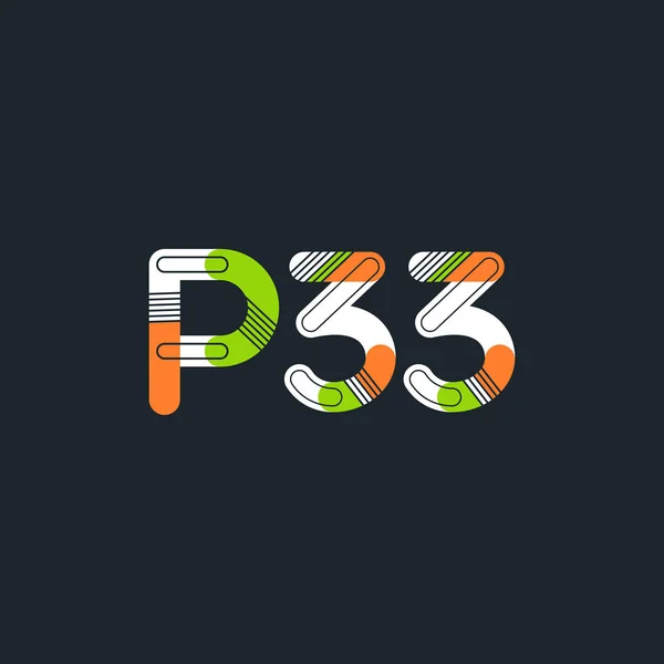 文字と数字のロゴ P33 — ストックベクタ