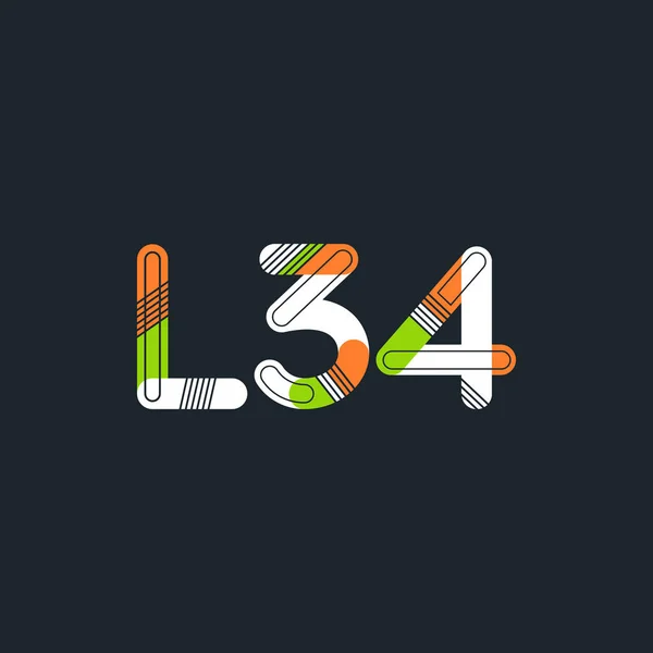 Betű és szám logó L34 — Stock Vector