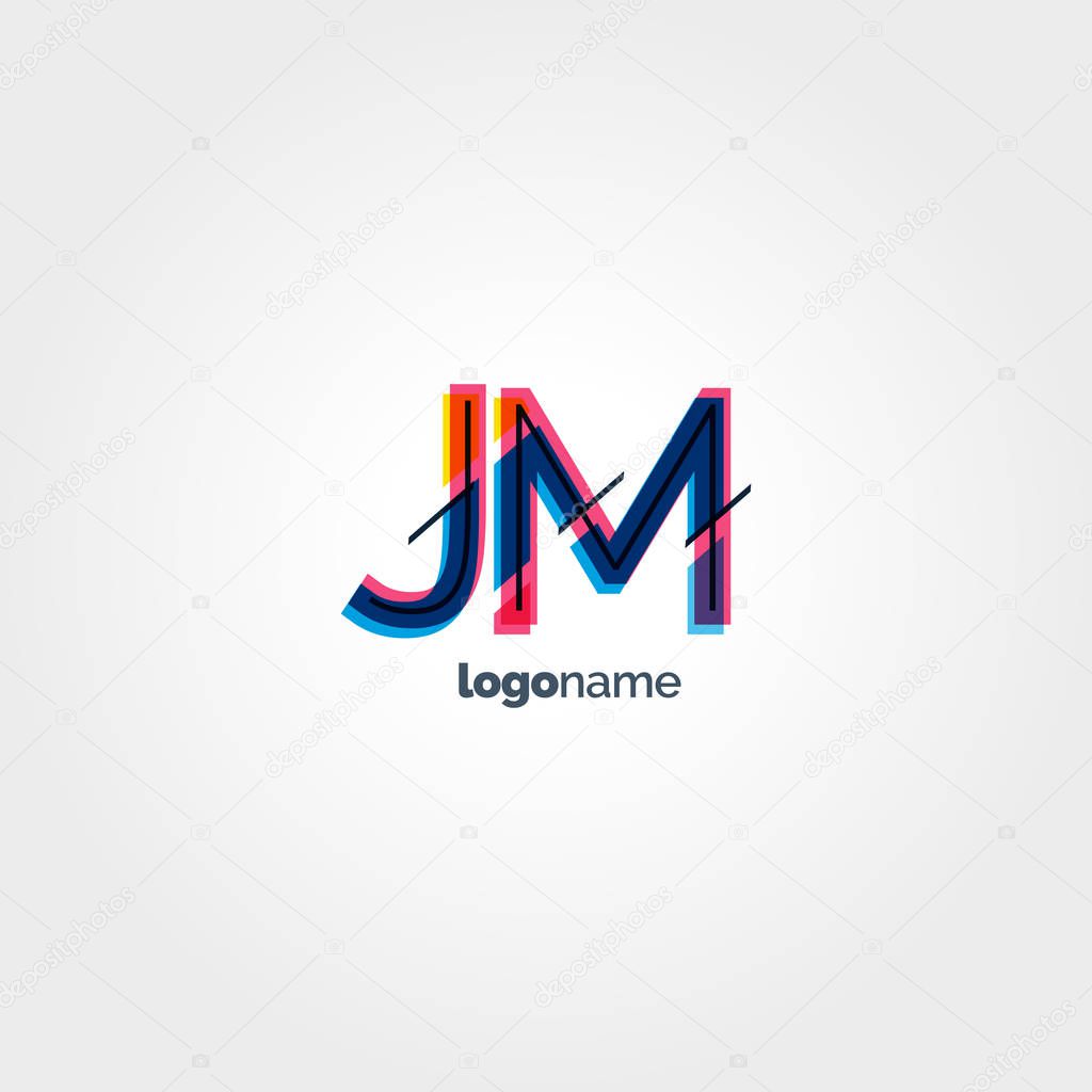 Multicolour letter logo Jm, vector illustration