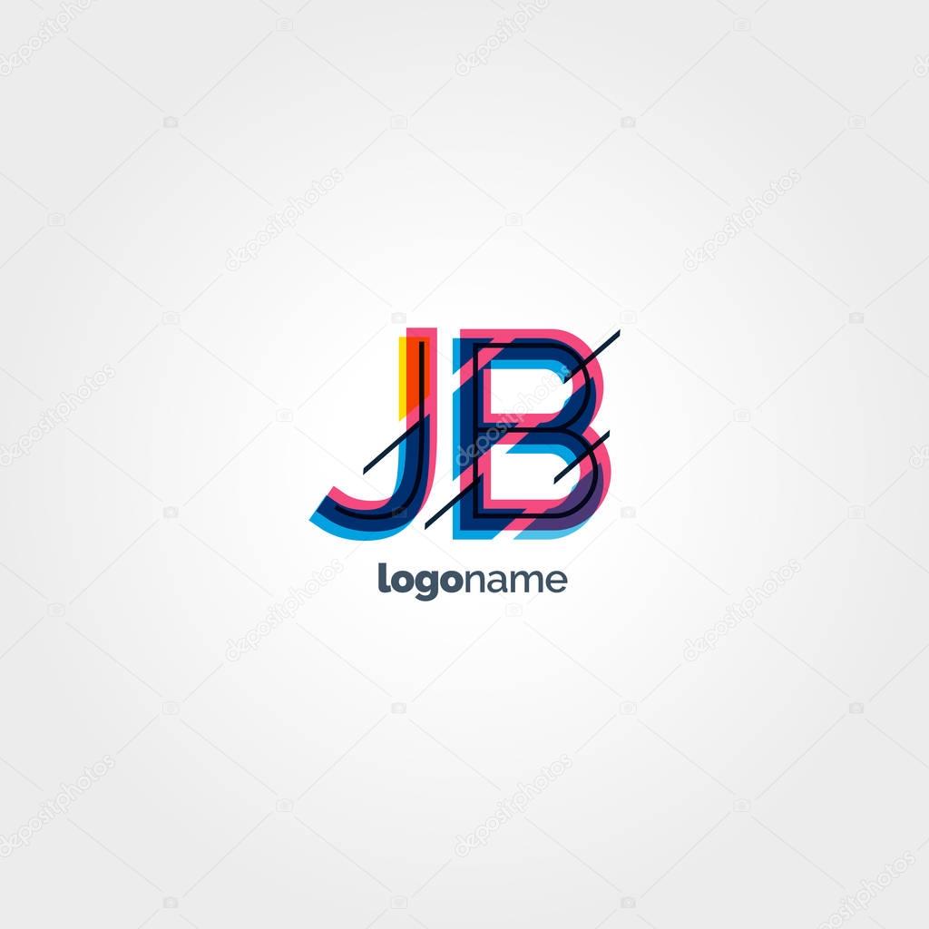 Multicolour letter logo Jb, vector illustration