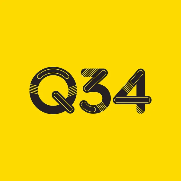 文字と数字のロゴ Q34 — ストックベクタ