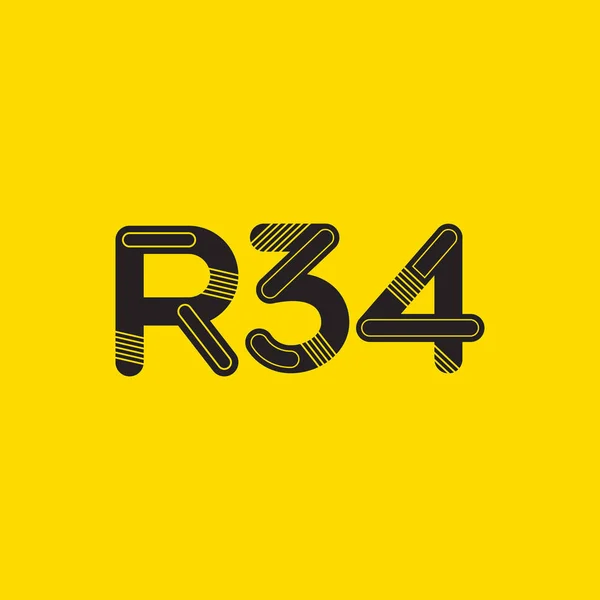 Logotipo da letra e do dígito R34 — Vetor de Stock