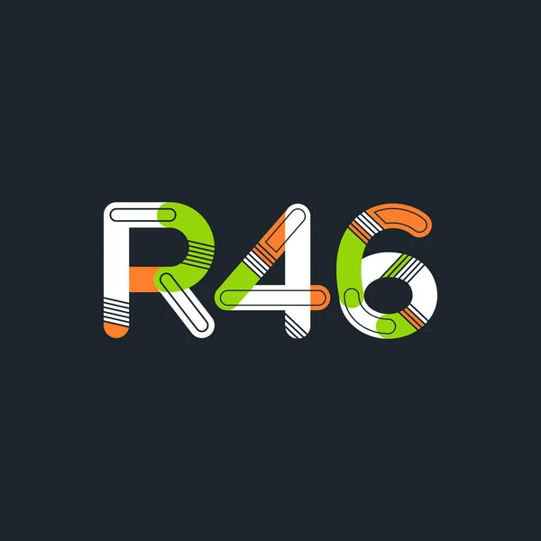 문자와 숫자 로고 r 46 — 스톡 벡터