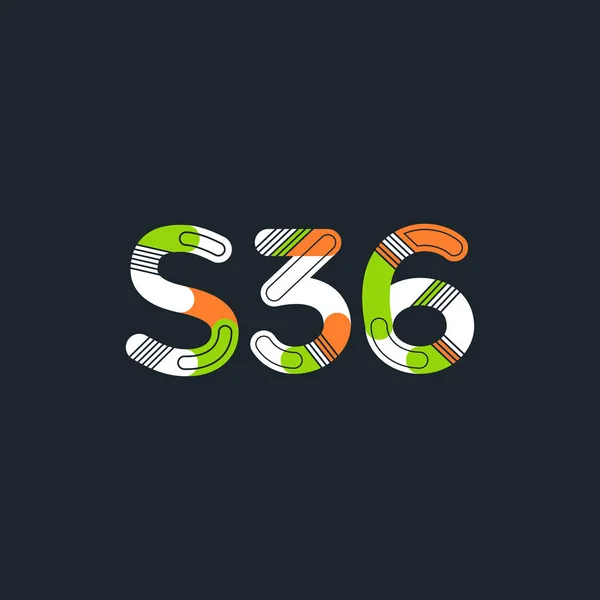 Letra e dígito S36 — Vetor de Stock