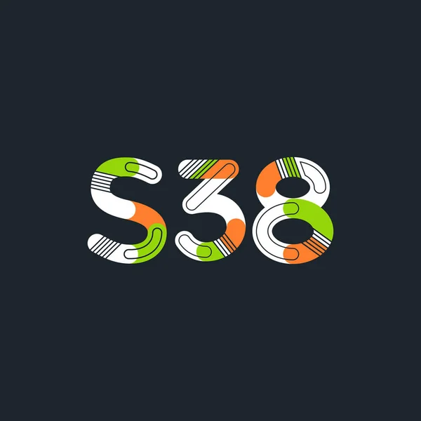 ตัวอักษรและตัวเลข S38 — ภาพเวกเตอร์สต็อก