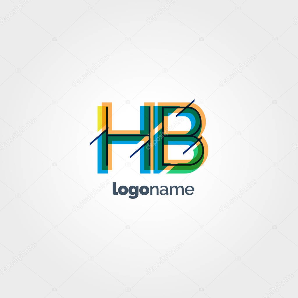 Multicolour letter logo Hb, vector illustration