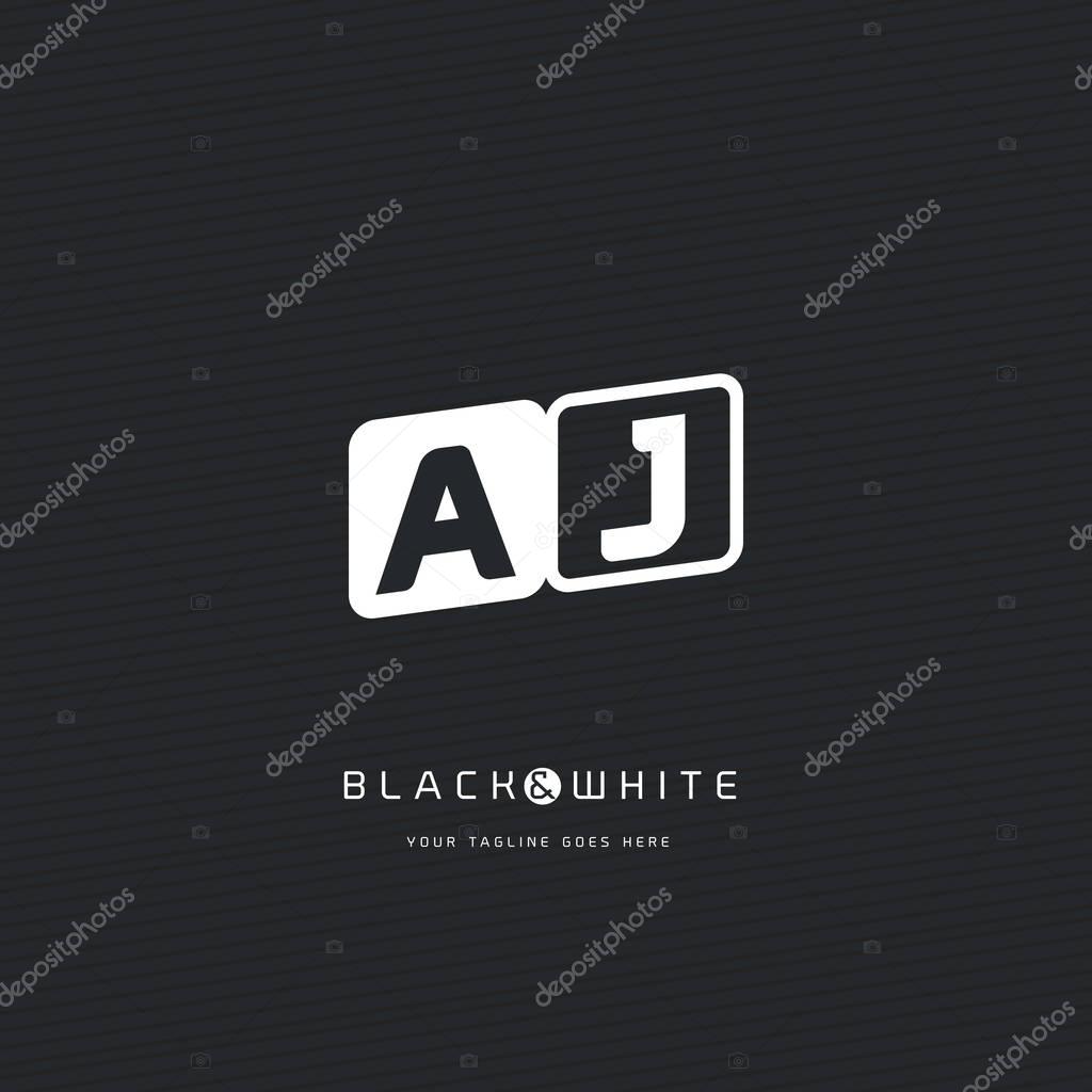 AJ black and white  letters logo template. Vector illustration, corporate identity