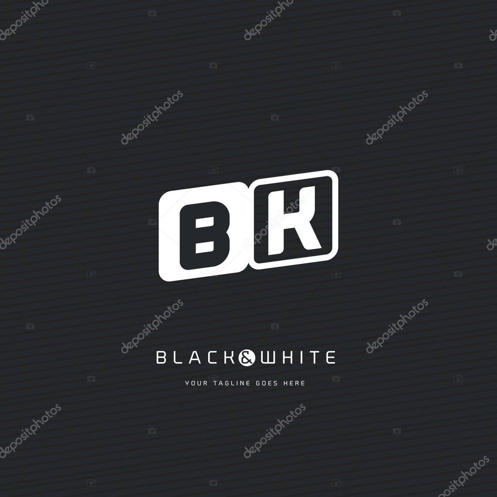 BK black and white  letters logo template. Vector illustration, corporate identity