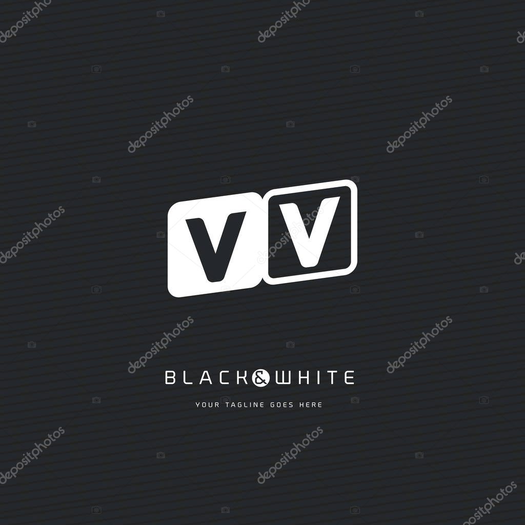 VV Letters Logo with Business Card Template Vector