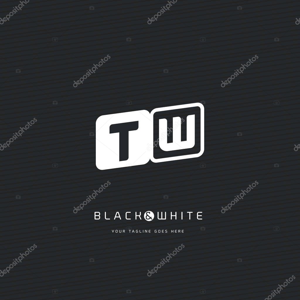 TW Letters Logo with Business Card Template Vector