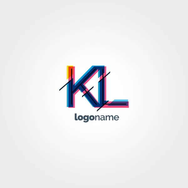 Πολύχρωμη επιστολή λογότυπο Kl — Διανυσματικό Αρχείο