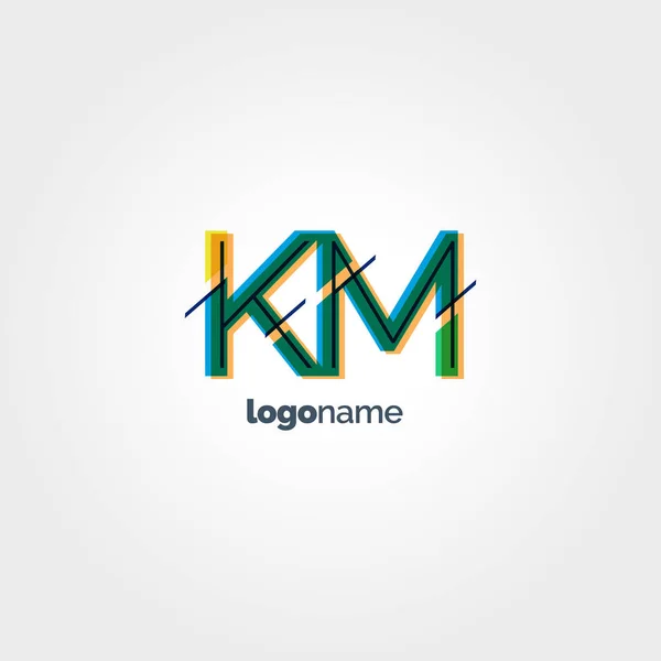 Mehrfarbige Brief Logo km — Stockvektor