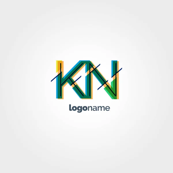 Логотип різнокольорової літери Kn — стоковий вектор