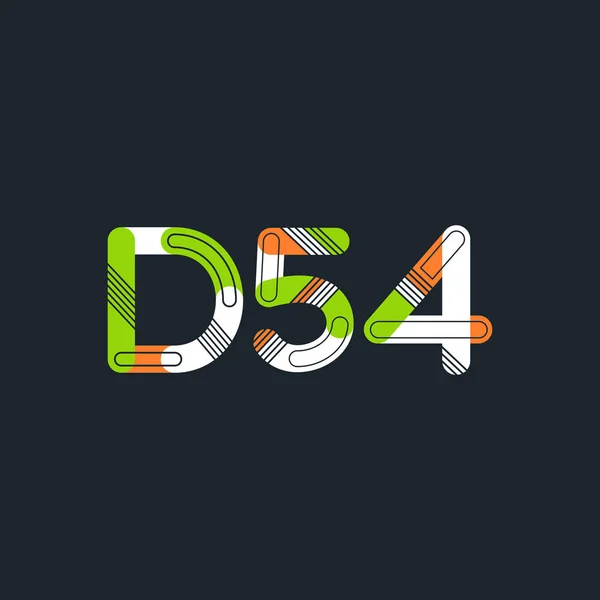 Letter en cijfer logo D54 — Stockvector