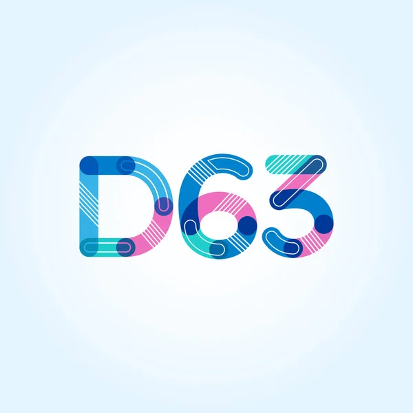 文字と数字のロゴ D63 — ストックベクタ