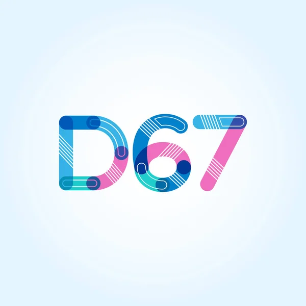 Buchstabe und Ziffer Logo d67 — Stockvektor